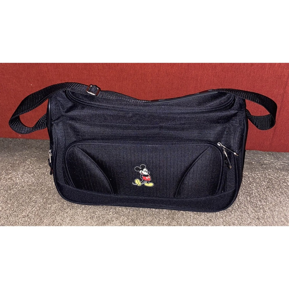 Disney Mickey Mouse Black Zippered Small Duffle Bag Travel Luggage Carry On